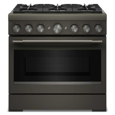 KitchenAid® 36-Inch 6 Burner Commercial-Style Dual Fuel Range with No Preheat Air Fry Mode KFDS936SBE