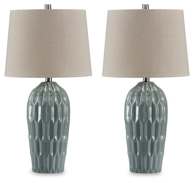Hadbury - Ceramic Table Lamp (Set of 2) - Pale Blue / Teal