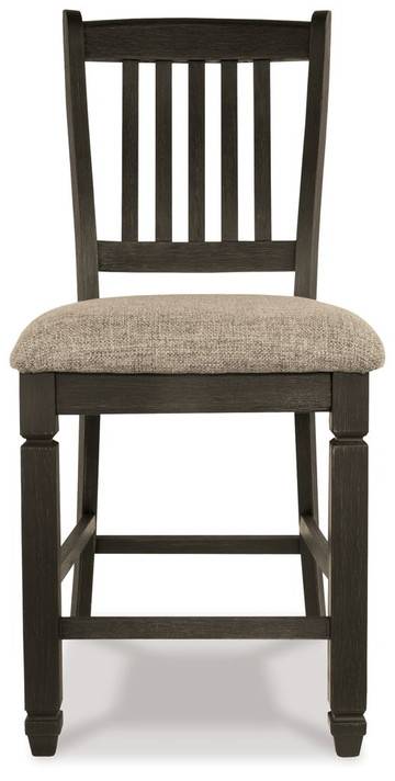 Tyler Creek - Upholstered Barstool (Set of 2) - Black / Grayish Brown