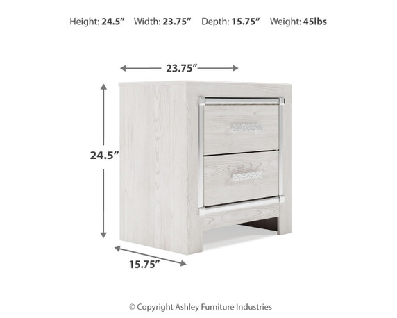 Altyra - White - Two Drawer Night Stand