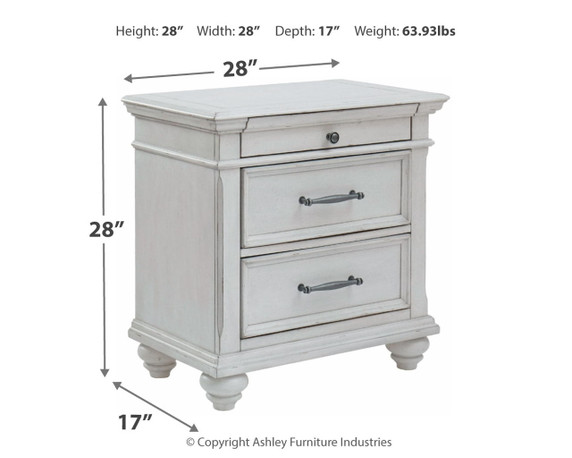 Kanwyn - Three Drawer Night Stand - Whitewash