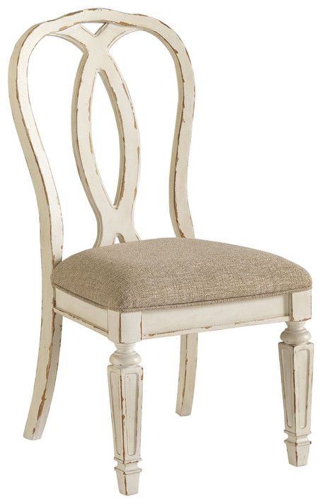 Realyn - Chipped White - Dining UPH Side Chair (Set of 2) - Ribbonback Realyn - Chipped White - Dining UPH Side Chair (Set of 2) - Ribbonback