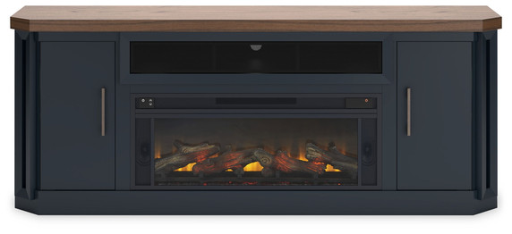 Landocken - 83" TV Stand With Electric Fireplace - Two-tone