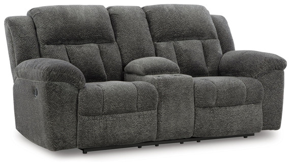 Frohn - Dbl Reclining Loveseat With Console - Fabric - Graphite
