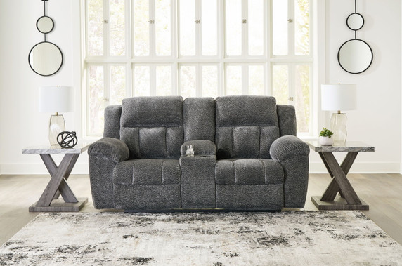 Frohn - Dbl Reclining Loveseat With Console - Fabric - Graphite