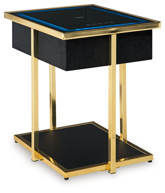Rexwell - Black / Gold Finish - Accent Table With Speaker Rexwell - Black / Gold Finish - Accent Table With Speaker