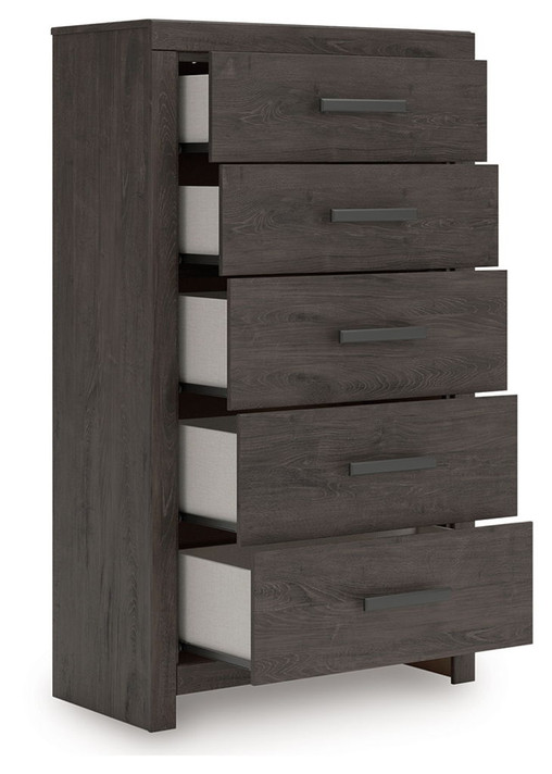 Prendonea - Five Drawer Chest - Charcoal