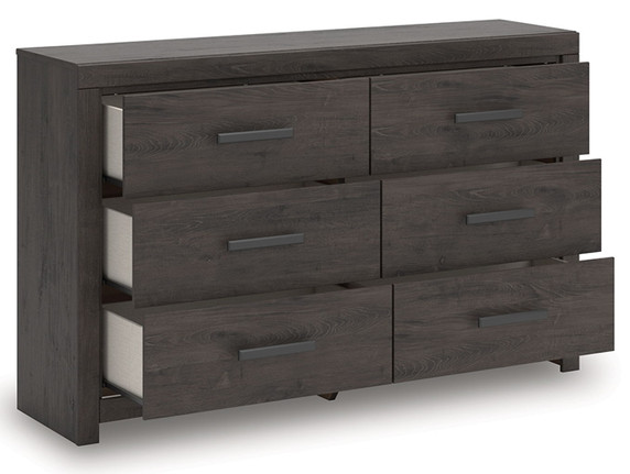 Prendonea - Six Drawer Dresser - Charcoal