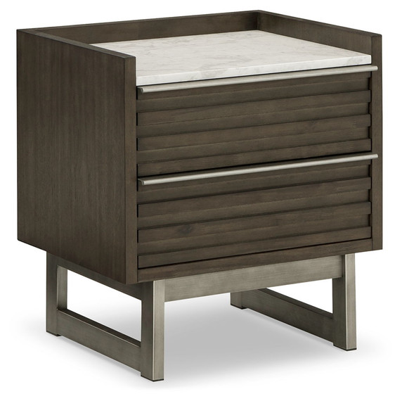 Arkenton - Two Drawer Night Stand - Grayish Brown / White