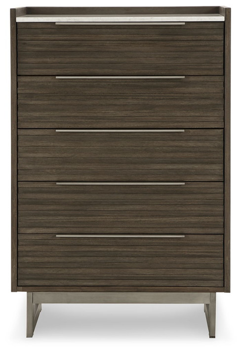 Arkenton - Five Drawer Chest - Grayish Brown / White