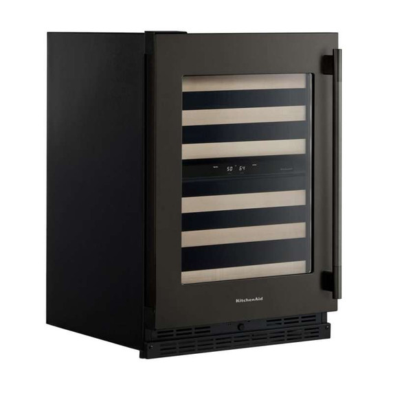 Kitchenaid® 24" Undercounter Wine Cellar with Full-Extension Wood-Front Racks KUWL524SBE