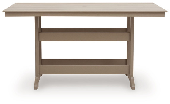 Seacliff Beach - Rectangular Counter Height Dining Table With Umbrella Option - Medium Brown