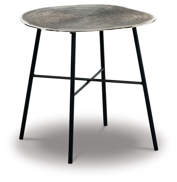 Laverford - Round End Table - Chrome / Black