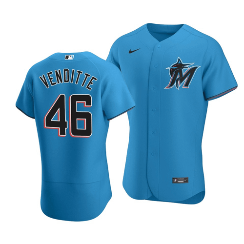 2020 Miami Marlins Pat Venditte #46  Alternate Jersey Blue