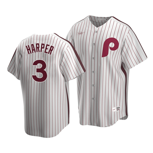 Men'S Philadelphia Phillies Bryce Harper #3 Cooperstown Collection White Home Jersey