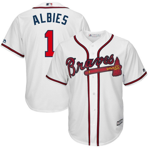 Ozzie Albies Atlanta Braves Majestic Home Cool Base Player Jersey Jersey White 2021