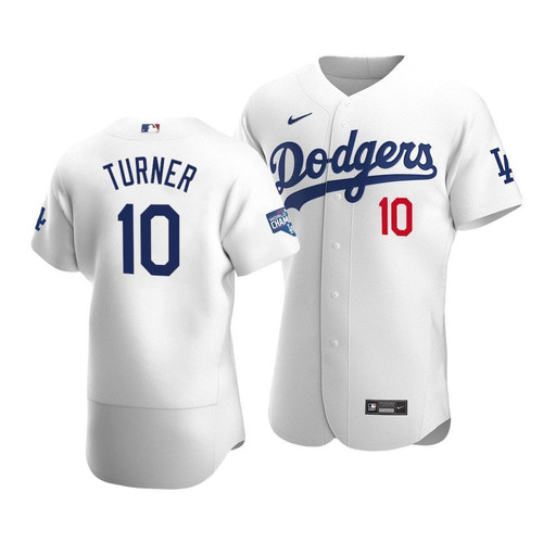 Men'S Los Angeles Dodgers Justin Turner #10 2020 World Series Champions  Home Jersey White