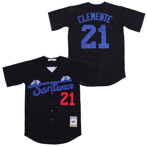 Roberto Clemente 21 Santurce Crabbers Puerto Rico Black Baseball Jersey