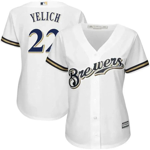Christian Yelich Milwaukee Brewers Majestic Women'S Plus Size Home Cool Base Player Jersey - White