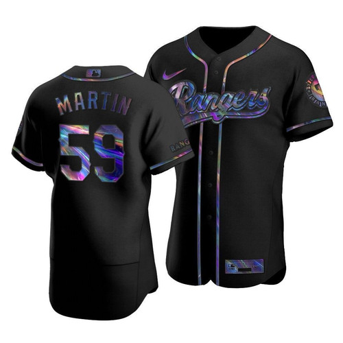 Men'S Texas Rangers Brett Martin #59 Iridescent Logo Holographic Limited Jersey Black