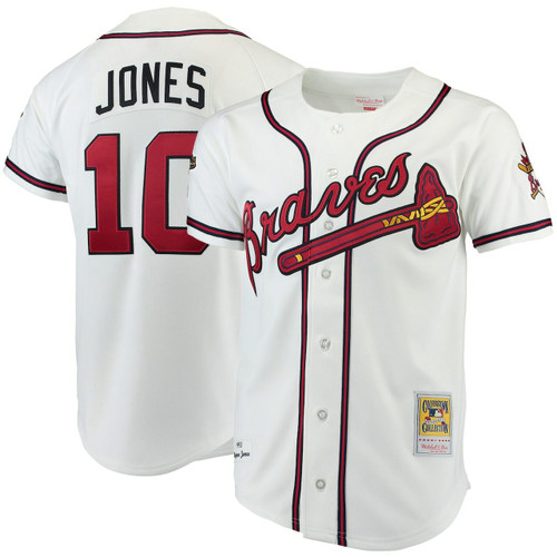 Men'S Atlanta Braves Chipper Jones Mitchell & Ness White Baseball Jersey Mlb Baseball Jersey296