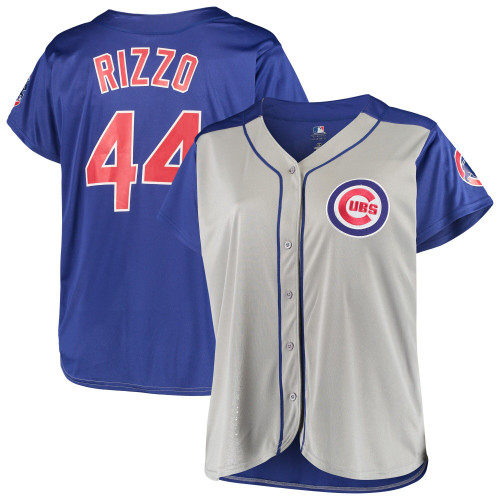 Women'S Anthony Rizzo Gray/Royal Chicago Cubs Plus Size Jersey