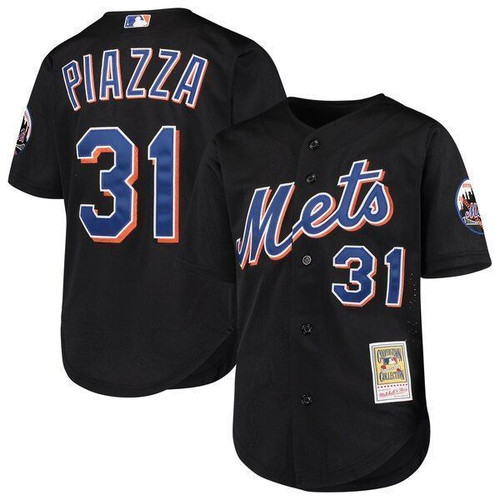 Mike Piazza New York Mets   Cooperstown Collection Mesh Batting Practice Jersey Black 2021