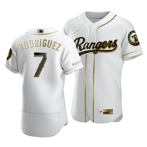 Rangers Ivan Rodriguez Golden Edition White  Jersey