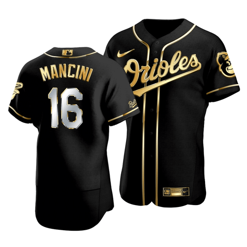 Men'S Baltimore Orioles Trey Mancini #16 Golden Edition Black  Jersey