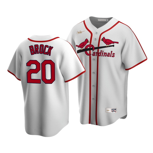 Men'S St. Louis Cardinals Lou Brock #20 Cooperstown Collection White Home Jersey