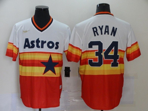 Houston Astros Nolan Ryan #34 2020 Mlb Orange And White Jersey