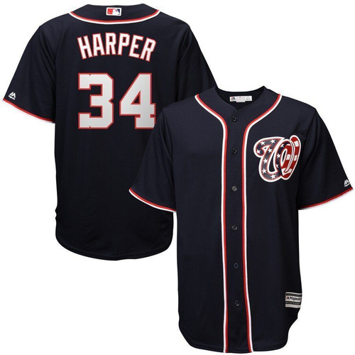 Bryce Harper Washington Nationals Majestic Official Cool Base Player Replica Jersey Jersey Navy 2021