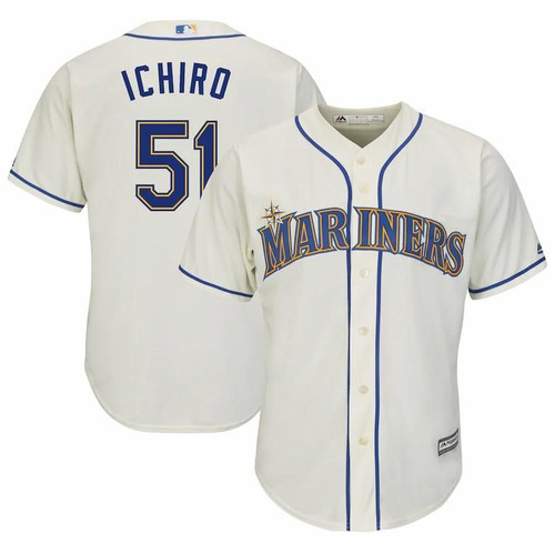 Ichiro Suzuki Seattle Mariners Majestic Official Cool Base Player Cream 3D Jersey
