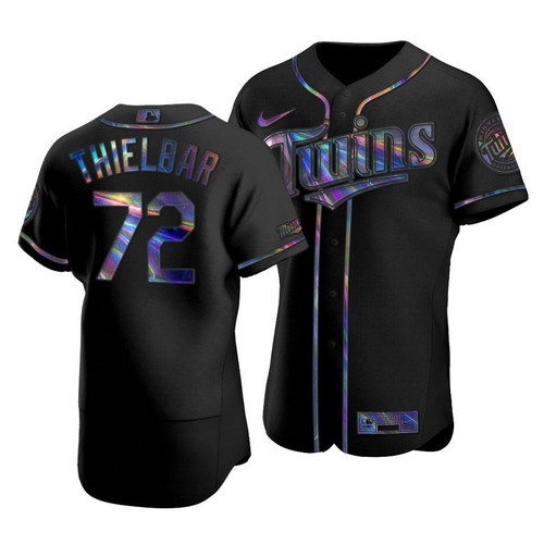 Men'S Minnesota Twins Caleb Thielbar #72 Iridescent Logo Holographic Limited  Jersey Black