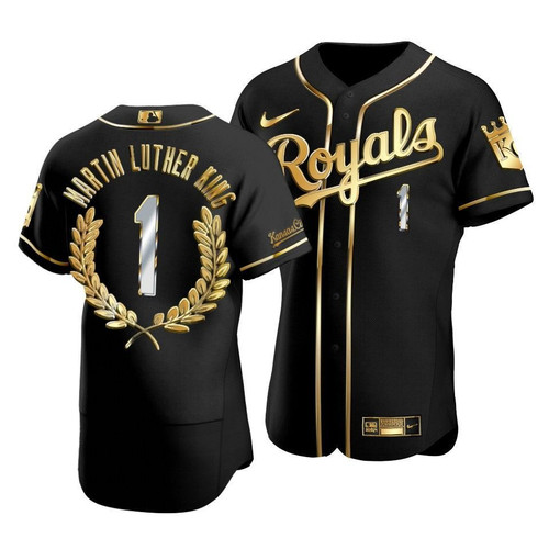 Men'S Kansas City Royals Martin Luther King Black Special Golden Edition Jersey