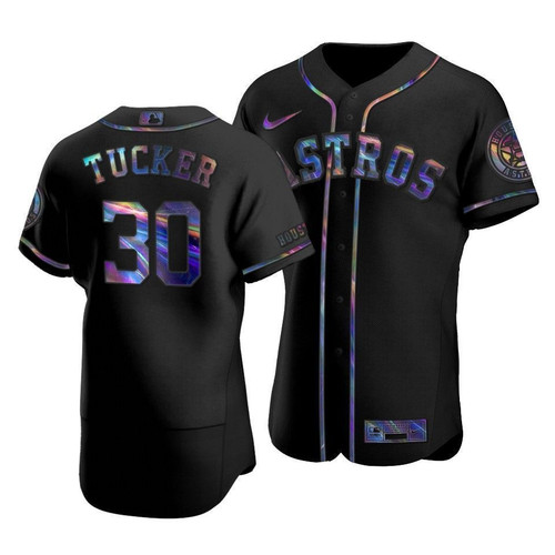 Men'S Houston Astros Kyle Tucker #30 Iridescent Logo Holographic Limited  Jersey Black