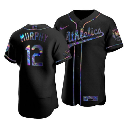 Men'S Oakland Athletics Sean Murphy #12 Iridescent Logo Holographic Limited  Jersey Black