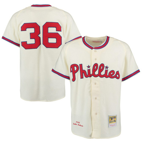 Men'S 1948 Philadelphia Phillies Robin Roberts Mitchell & Ness Cream Throwback Baseball Jersey Mlb Baseball Jersey1126