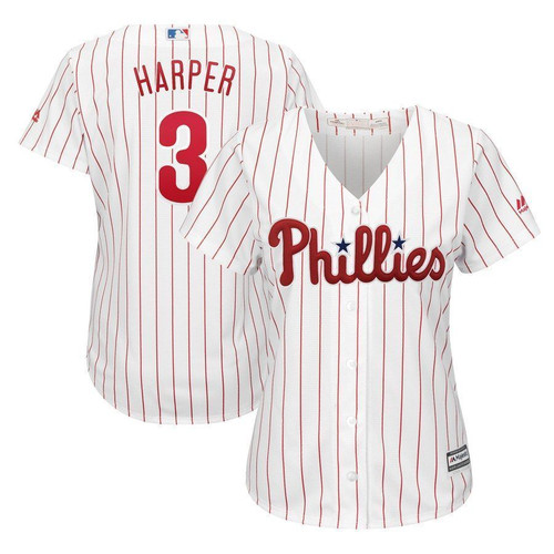 Bryce Harper Philadelphia Phillies Majestic Womens Home Cool Base Replica Player Jersey Jersey White/Scarlet 2021
