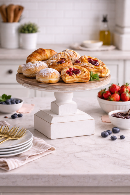 Rustic Farmhouse Wooden Pedestal Cake Stand
