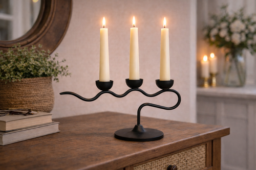 Retro Black Metal Candle Holder