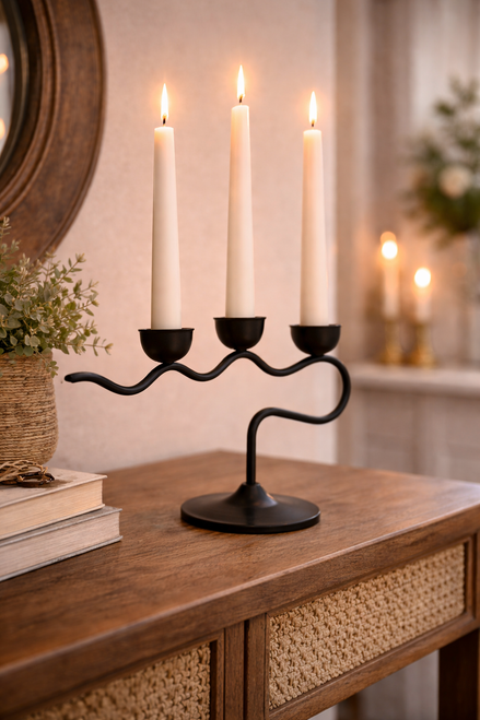 Retro Black Metal Candle Holder
