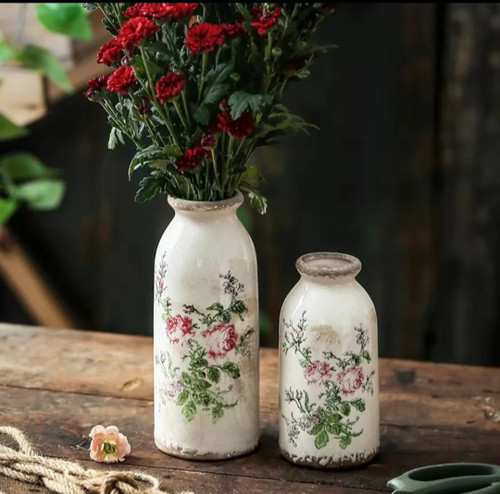 Vintage Floral Ceramic Vase Set Vintage Floral Ceramic Vase Set
