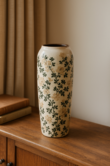 classic rustic ceramic floral vase for decorative home decor