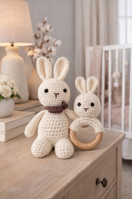 Neutral Crochet Bunny Baby Gift Toy