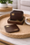 rustic modern ebony and brass espresso coaster set small glass coasters