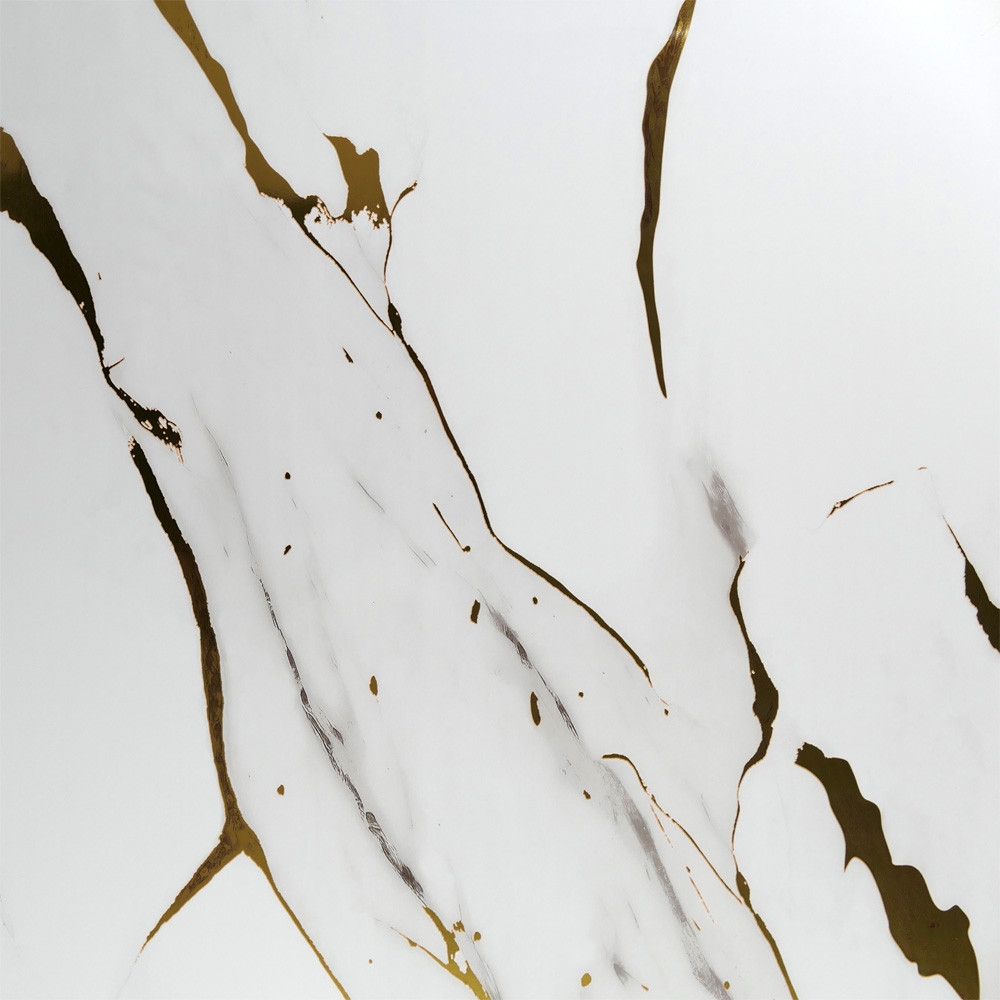 Gold White Marble Gloss PVC Shower Wall Panel 10mm Close Up Section