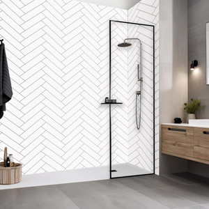 Chevron White Tile Effect PVC Shower Wall Panel (10mm) Room Set Chevron White Tile Effect PVC Shower Wall Panel (10mm) Room Set