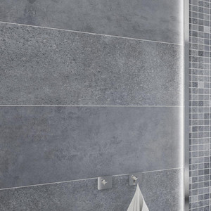 Midnight Stone Blue Matt Tile Effect PVC Shower Panel (10mm) Roomset Midnight Stone Blue Matt Tile Effect PVC Shower Panel (10mm) Roomset