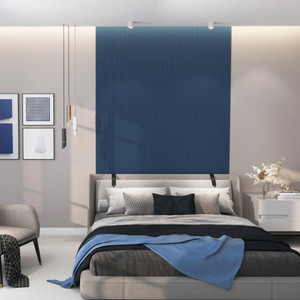 Waterproof Midnight Blue 3D Fluted Wall Panel Room Set Waterproof Midnight Blue 3D Fluted Wall Panel Room Set